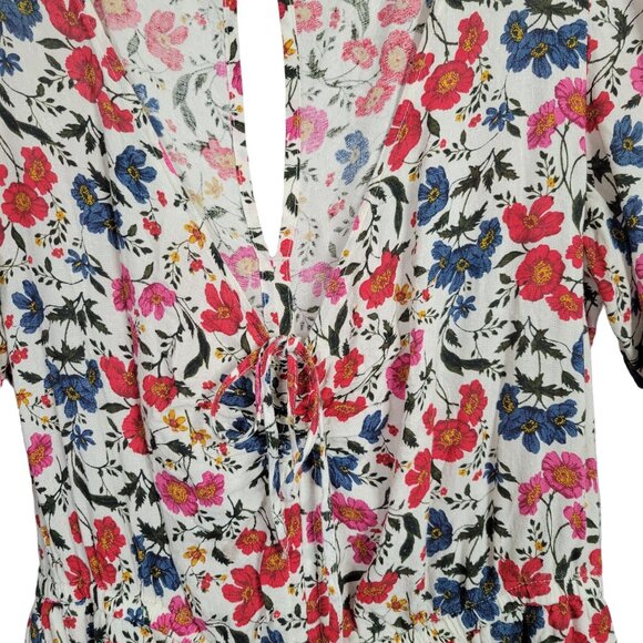 American Eagle Outfitters Size L Romper Floral Adjustable Neck Bell Sleeve Flowy - Picture 7 of 11